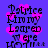 Pixelated text on a purple background with pink heart shapes, repeated in four quadrants.