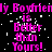Pixelated pink text on black background reads "My Boyfriend is Better than Yours!" repeated in a pattern with scattered white noise dots