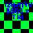 Pixelated blue text on green and black checkered background with repeated 'TIA' and heart symbols.