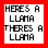 nine pixelated text-based icons on white backgrounds with red borders, displaying variations of 'LLAMA' and related phrases