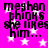 A static image with bright pink background and white stars, displaying black text that reads "meghan thinks she likes him..." in four identical quadrants.