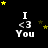 Black background with white text "I <3 You" and yellow/gold stars scattered across, showing animation changes in star positions.