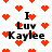 Pixelated red hearts and black text reading "I Luv Kaylee" on a white background, with varying heart arrangements across repeated sections.