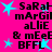 Bright pink background with repeating black text and cyan star shapes in a pattern