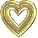 Golden heart-shaped glitter animation with four of showing increasing particle dispersion against a gray background