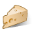Pixelated wedge of cheese with light brown rind and scattered orange holes on a white background.