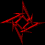 Six red star-shaped shuriken icons arranged in a 3x2 contact sheet on black background, each with distinct angular motion patterns and varying degrees of pixelation.
