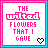 25 square with pink and cyan borders, each containing text in pixelated font and a small heart symbol at bottom-right