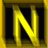 A 3x3 contact sheet of animated frames showing a yellow letter N in various states of motion and blur against black backgrounds with golden borders.