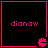 Four identical black square with pink borders, each containing the text 'dianaw' in pink pixelated font and a small pink Pac-Man-like icon at bottom-right
