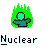 Pixelated icon shows teal figure with green flame-like outline, arms in varying positions across frames beneath 'Nuclear' text.