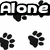 Black paw prints and text fragments on white background with lower section showing partial figure holding white heart and rose, transitioning to 'Zo' text.