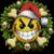 Animated emoji face with Santa hat and wreath, showing subtle pixel changes across frames.