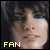 A 2x2 contact sheet of three animated frames showing a person with dark hair and blue eyes, each frame displaying the word "FAN" in different colors or styles over their face.