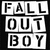 Pixelated black-and-white text "FALL OUT BOY" on left and red pixelated text "ROCKS" on right, side-by-side in a contact sheet layout with no visible animation changes between frames.