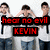 A static image of a group of young men in white shirts and blue jeans with overlaid text in various colors and fonts.