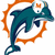Pixelated teal dolphin leaping with open mouth, framed by orange jagged border on white background.