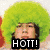 Four- of pixelated images with text overlays: green afro, group photo, red-shirted person, and blue-jacketed group