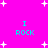 Bright pink background with white star shapes scattered ; four identical cyan text blocks reading "I ROCK" arranged in a