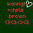Green background with orange pixelated text reading 'kaleigh +chris brown (3<3<3<3' and a white heart symbol replacing the letter 'h' in 'kaleigh'.
