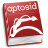 Red book icon with white text 'aptosid' at top and a stylized white figure performing a flip on its cover.