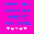 Bright pink background with blue pixelated text reading 'Come on... make me laugh!!!! luv...lindz' and five white/pink heart symbols below.