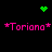 Pixelated green heart and green dot cluster icons appear above and below pink *Toriana* text on black background.