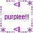Purple pixel art displays four identical quadrants with 'purplee!!!' text, heart symbols, and dashed borders on a white background.