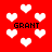 Red background with white pixelated hearts and repeated black text 'GRANT' in four locations.