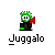 Pixelated character with green hair and black clothing holding red megaphone, displayed in with text labels and speech bubbles