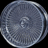 Three circular silver-toned icons with concentric rings and a central spiral pattern, arranged in a with the bottom-right empty