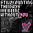 Pixelated text and heart icon with grayscale background, showing animation where the word 'you' changes from pink to white.