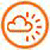 Circular orange-brown border encloses a cloud shape with radiating lines on a light background.