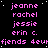 A static digital image displays repeated names and text in pink pixelated font on a black background with scattered white dots.