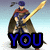 Pixelated character in blue and red armor holding a golden sword with text overlays reading YOU, ALREADY, LOST.