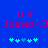 Blue background with magenta text reading 'ILY James<3' and cyan puzzle-piece icons below, showing two animation states.
