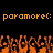 Pixelated orange text 'paramore: paramore:' above a of orange pixelated hands with black outlines against a black background