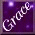 Four square display a purple background with white sparkles; three show stylized text while the fourth shows a circular segmented object