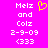 A bright pink background displays white pixelated text reading "Melz and Colz 2-9-09 <333" with a yellow heart symbol above the text on the left side.