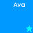 Pixelated blue and cyan with four 'Ava' text labels, two star symbols in lower quadrants, varying background shades across sections