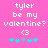 Pixelated text on pink background with heart symbol and blue stars, showing two animation frames where star colors shift from cyan to light blue.