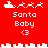 Red background with white pixel art of Santa's sleigh, reindeer, and text "Santa Baby" below each set. Two identical show the same static image side-by-side