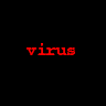 A split-screen image with red 'virus' text on black left side and green 'infected' text below, paired with two pixelated face images showing color-shifted expressions.