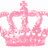 Pink pixelated crown icon with three rounded arches and a central vertical spike, set against a white background.