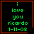 Four identical pixelated display green text on black background with orange borders; two include small red heart and star symbols