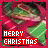 Two side-by-side animated frames of a pixelated Christmas-themed buddy icon showing a green and red holiday scene with "MERRY CHRISTMAS" text in red boxes.