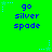 Green background with blue pixelated text reading 'go silver spade' repeated in six positions, surrounded by light blue star and dot patterns.