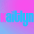 A 4x3 contact sheet of a single animated icon showing sequential frames with the name "kaitlyn" in blue and pink text on a gradient background, transitioning from repeated full-name to partial-name display across sampled frames.