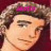 Six cartoon-style male portraits with names above each, one group photo with text below, all on maroon background.