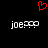 Red heart symbol above two identical pixelated text strings on black background.